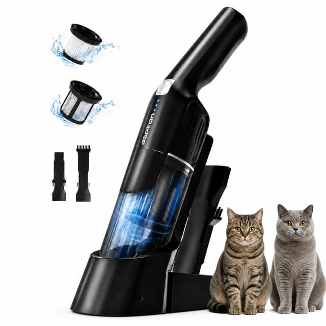 Aspiron AS-CA038 Draadloze handstofzuiger 24 kPa, 2 standen, 500 ml stofreservoir, HEPA-filter, laadstation, 2-in-1 mondstukken voor auto, bank en dierenharen