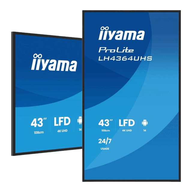 iiyama LH4364UHS-B1AG professioneel digitaal signage display, 109,2 cm (43 inch) 4K Ultra HD, 500 cd/m², Android, 24/7