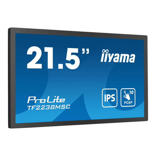 Iiyama TF2238MSC-B1 54,6 cm 10-punts optisch verlijmde PCAP open frame touchscreen monitor met IPS-paneeltechnologie, rand-tot-rand glasdesign, anti-vingerafdrukcoating en metalen behuizing, full hd, 600 cd/m²