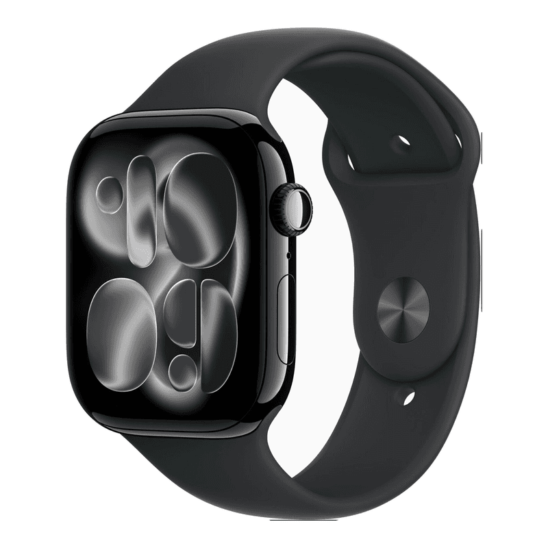 Apple Watch Series 11 GPS + Cellular 42 mm matzwarte aluminium kast met zwart sportbandje - M/L — afbeelding 1