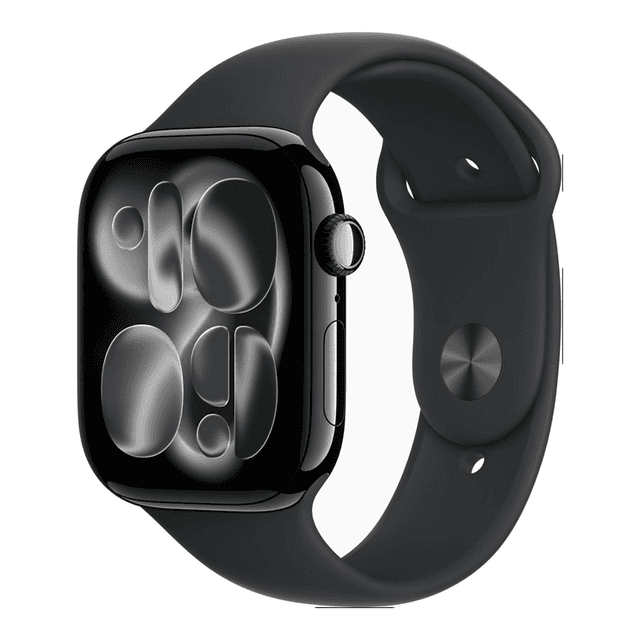 Apple Watch Series 11 GPS + Cellular 42 mm matzwarte aluminium kast met zwart sportbandje - M/L