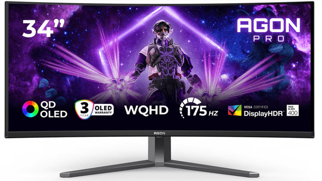 AOC AGON PRO | AG346UCD | 34 inch | 3440 x 1440 (DisplayPort: 175 Hz, HDMI: 100 Hz) | 2x HDMI, DisplayPort | Hoogte, draaien, kantelen | Speaker(s)