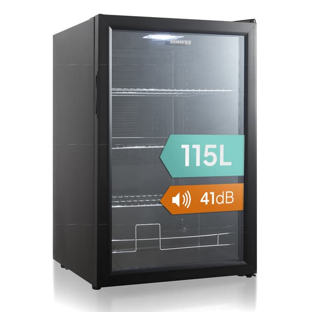 Black Friday Deals!Heinrich's Drinks koeler 115 L, Klein, Minikoelkast voor blikjes, flessen, modern design, tafelkoelkast, stil: 40 dB geschikt voor kantoor, kamperen, tuin, buiten, hotels, slaapkamer