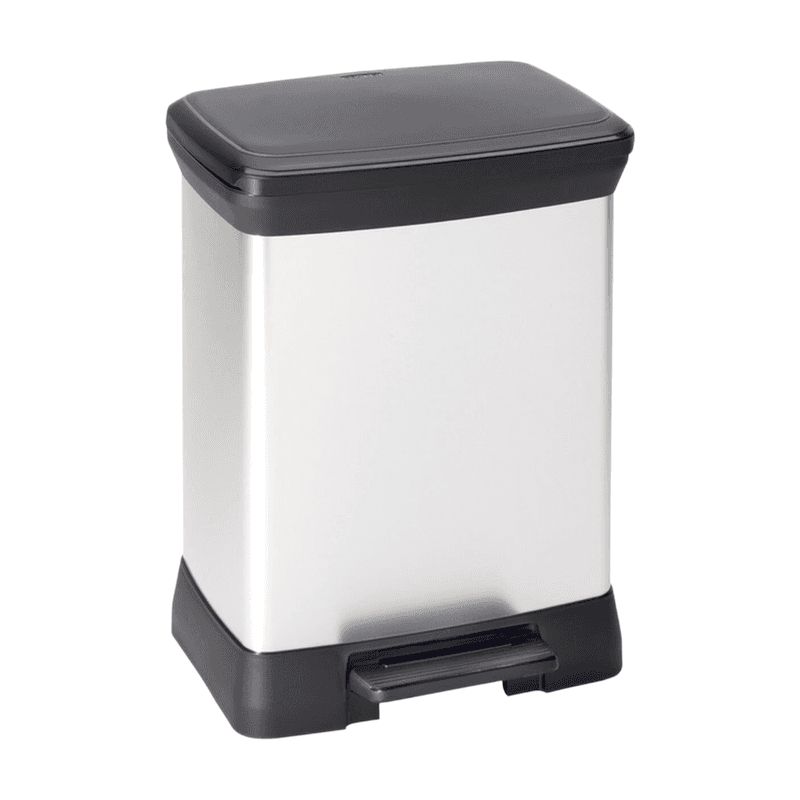 Curver Decobin Duo afvalbak met scheiding - 10 liter + 18 liter - Metallic - Premium opbergoplossing, Duurzaam kunststof, Moderne huisorganisatie — afbeelding 1