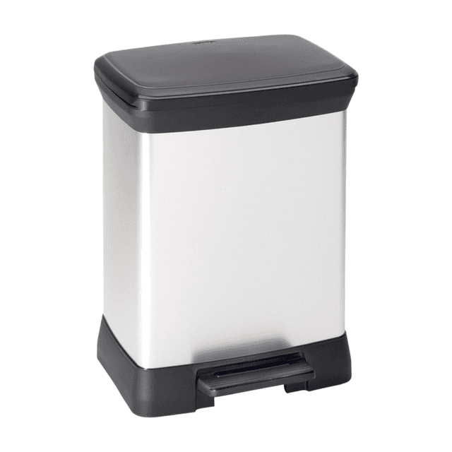 Curver Decobin Duo afvalbak met scheiding - 10 liter + 18 liter - Metallic - Premium opbergoplossing, Duurzaam kunststof, Moderne huisorganisatie
