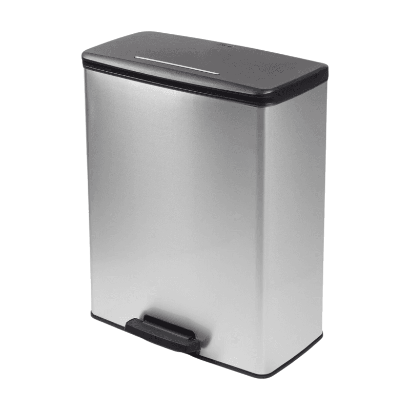 Curver Decobin afvalbak - 65 liter - rechthoekig - zilver metaallook - premium opbergoplossing, duurzaam kunststof, moderne huiselijke organisatie — afbeelding 1