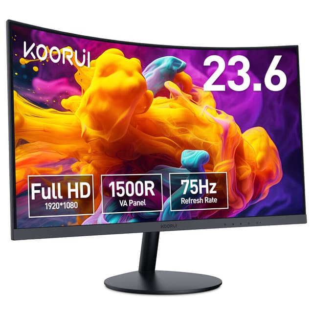 【Vakantiegeld-aanbieding】KOORUI 24N5CA 24-inch VA FHD 75Hz 1500R Curved Monitor, ideaal voor gaming en thuiswerk