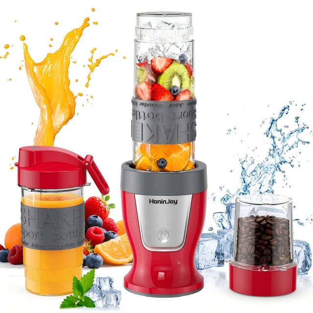 HoninJoy Smoothie Blender, 650W Personal Blender voor Shakes en Smoothies met Maalbeker & 2 BPA-vrije Draagbare Bekers (20oz+14oz), Draagbare Blender voor Saften, Smoothiemaker voor Keuken