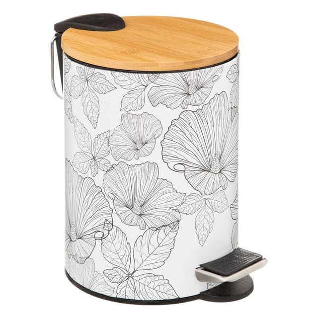 5five Soft-Close Pedal Bin - 3 L, Zwart/Bamboe