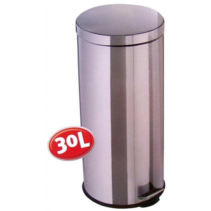 Pedaalemmer van roestvrij staal - 30 liter, zilver, diameter 30 cm — afbeelding 1