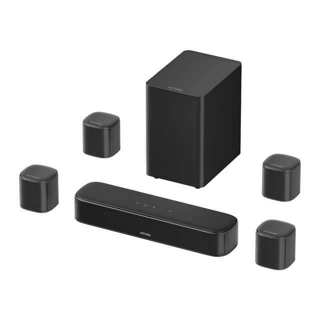 ULTIMEA Aura S4T 7.1-kanaals tv-soundbar met 4 surroundluidsprekers, thuisbioscoop-geluidssysteem met 5,25" subwoofer, app-bediening, HDMI/OPT/AUX, 350 W