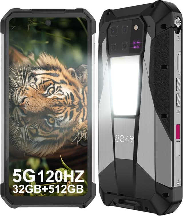 Unihertz Tank 3 Pro 5G robuust projector-smartphone met 23800 mAh batterij, 32 GB RAM + 512 GB opslag, 6,79 inch, Android 14, Dual SIM, Onbreekbaar, hoofdcamera 200 MP, campinglamp, OTG