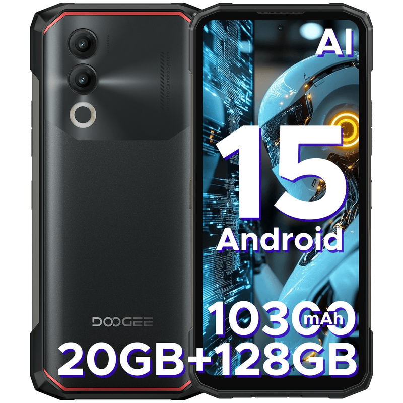 DOOGEE Blade 20, robuuste Android 15 smartphone, 10300 mAh batterij, 6,6 inch 90 Hz HD+ IPS-scherm, 20 GB RAM + 128 GB opslag, 16 MP AI-camera, drievoudige SIM-sleuf, simlockvrij — afbeelding 1