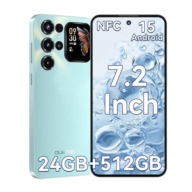 OUKITEL C68 Plus (8+512 GB) 7,2 inch 6000 mAh batterij 9,5 mm ultradunne behuizing secundair display smartphone blauw dual sim