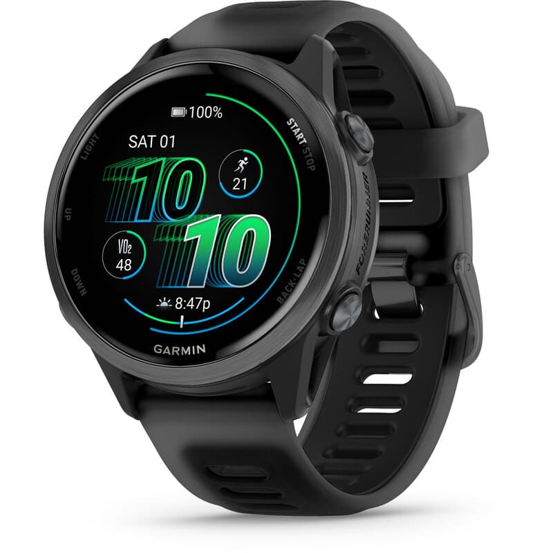 Garmin Forerunner 570 42 mm Smartwatch - Zwart/Leigrijs Siliconen Bandje — afbeelding 1
