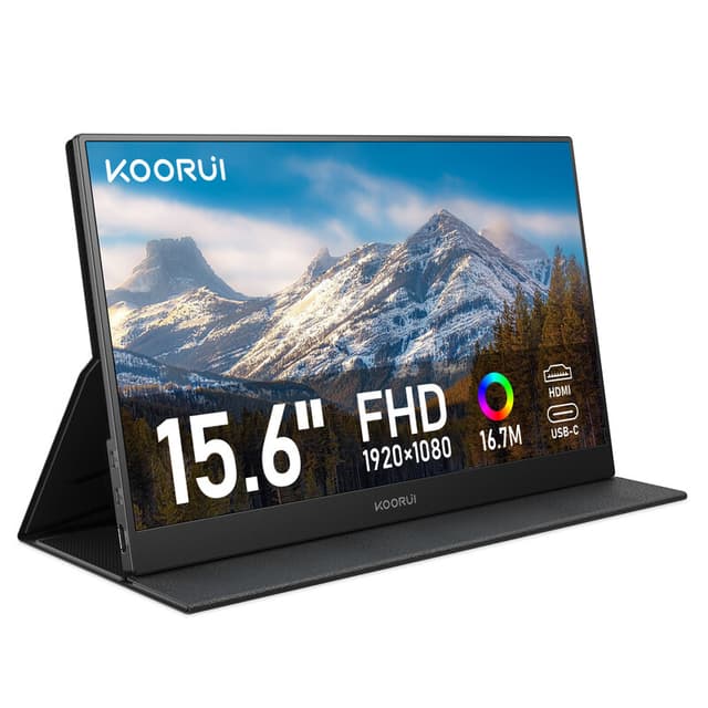 【Vakantiegeld-aanbieding】KOORUI E1511A 15,6-inch IPS FHD 60Hz draagbare monitor, zwart