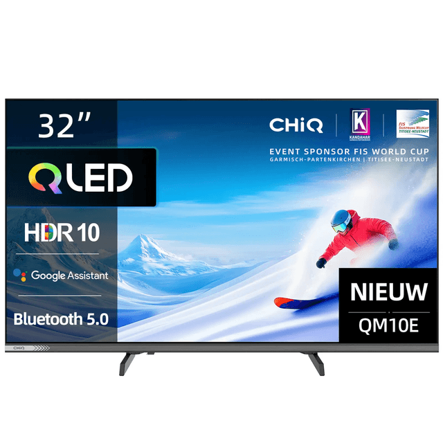 CHiQ L32QM10E 32 inch QLED smart Google TV | randloos metalen ontwerp, 90% DCI-P3-kleurweergave, HDR10, Dolby Audio | ideaal voor slaapkamers en kleine ruimtes