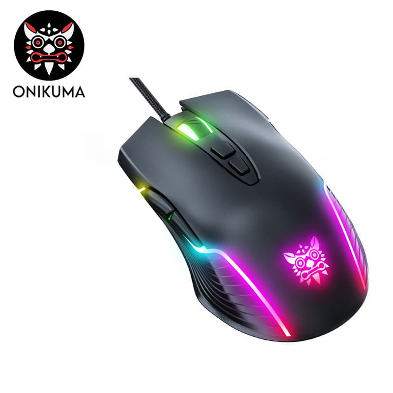 ONIKUMA CW905 bedrade muis met stille werking, ontworpen voor gaming en esports, met mechanische toetsen, RGB-verlichting en een zware USB-aansluiting voor computers en laptops. — afbeelding 1