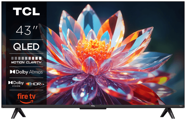TCL 43T6C 43 inch QLED 4K HDR-tv, Fire TV (smart-tv met Dolby Vision en Atmos, HDR10+, druk op de knop en vraag Alexa)