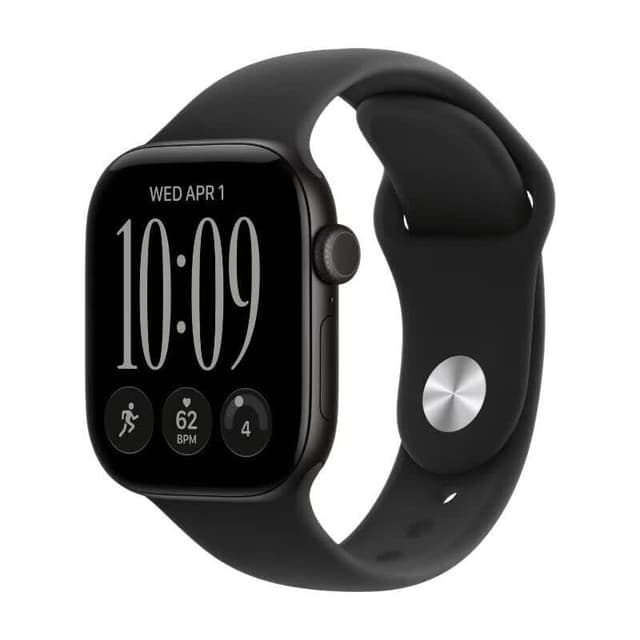 Apple Watch Series 12 GPS + Cellular 42 mm zwarte aluminium kast met zwart sportbandje - S/M