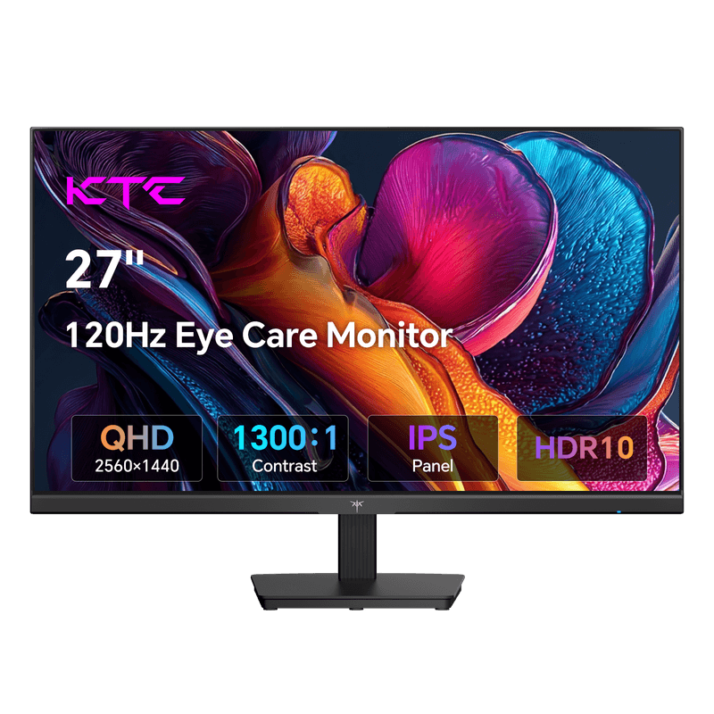KTC 27 inch computermonitor, QHD 2K 120 Hz monitor, IPS-paneel, H27D9 | 2560 x 1440 display, Adaptive Sync, 123 % sRGB, HDR, HDMI DP, Eye-care scherm pc-monitor voor werk kantoor gaming, VESA-montage — afbeelding 1