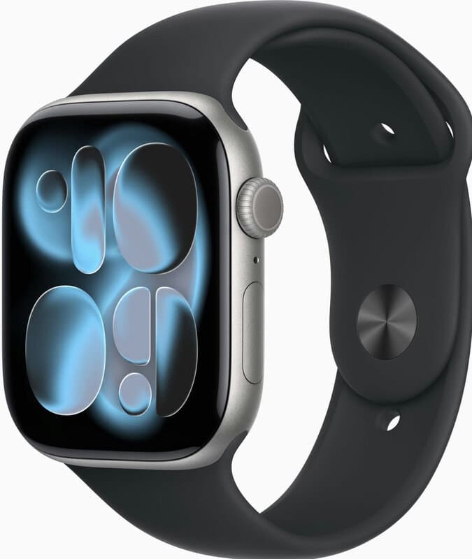 Apple Watch Series 11, 42 mm, GPS + Cellular, Aluminium, Sportband M/L, Grijs (Zwart) — afbeelding 1