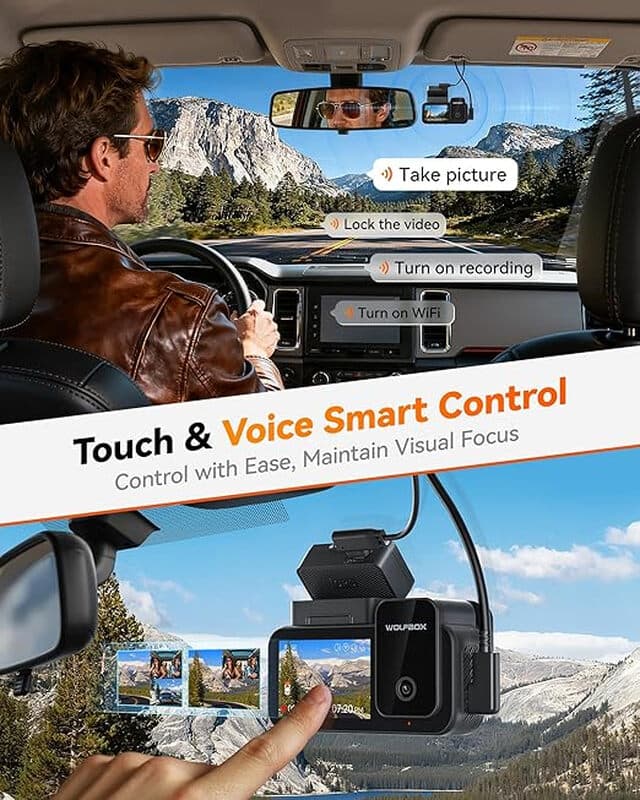 WOLFBOX X5 3-Kanaals 4K Dashcam STARVIS 2 IMX678 4K+2.5K Voor- en Achtercamera Binnenkant Drievoudige Autocamera 5.8GHz WiFi Spiegel Autodvr — afbeelding 1