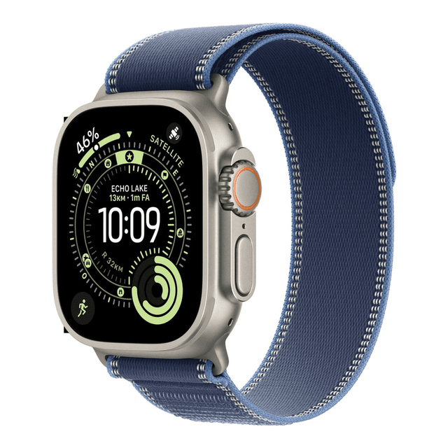 Apple Watch Ultra 3, Trail Loop M/L, Titanium (Blauw)