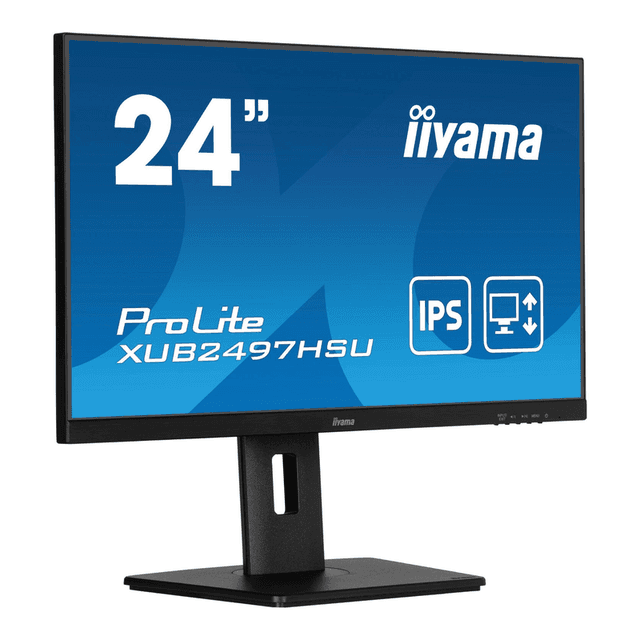 Iiyama XUB2497HSU-B2 monitor, 60,5 cm, IPS-paneel, in hoogte verstelbare standaard, 100Hz verversingssnelheid, Full HD LED, zwart