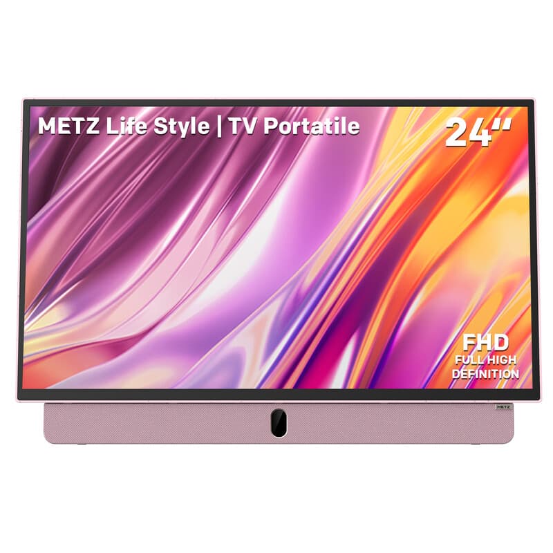 METZ Draagbare tv 24MPE7300Z Batterij binnen, Goolge tv Roze — afbeelding 1