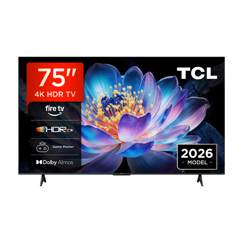 TCL 75V6D 75 inch 4K HDR-beeld, Fire TV, HDR10+, Dolby Atmos, DTS:X, Game Master, Motion Clarity, AirPlay 2, Druk op de knop en vraag aan Alexa — afbeelding 1