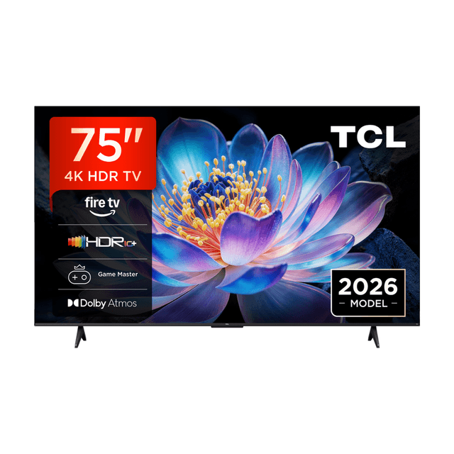 TCL 75V6D 75 inch 4K HDR-beeld, Fire TV, HDR10+, Dolby Atmos, DTS:X, Game Master, Motion Clarity, AirPlay 2, Druk op de knop en vraag aan Alexa