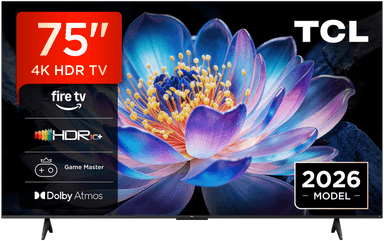 TCL 75V6D 75 inch 4K HDR-beeld, Fire TV, HDR10+, Dolby Atmos, DTS:X, Game Master, Motion Clarity, AirPlay 2, Druk op de knop en vraag aan Alexa