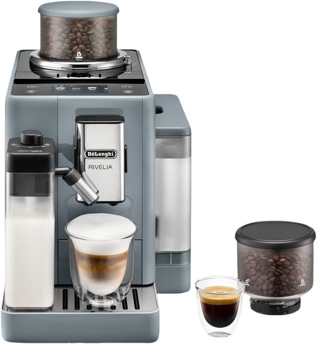 De'Longhi Rivelia EXAM440.55.G - volautomatische espressomachine met LatteCrema Hot melkopschuimer en Bean Switch System - Pebble Grey