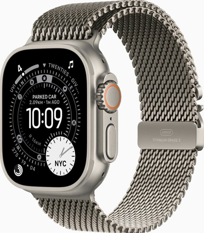Apple Watch Ultra 3, Milanees Bandje L, Titanium (Titanium) — afbeelding 1