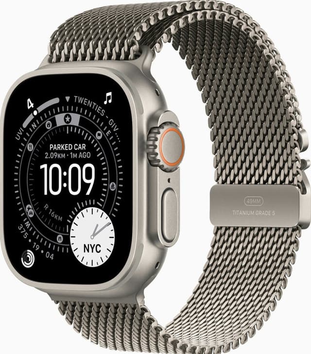 Apple Watch Ultra 3, Milanees Bandje L, Titanium (Titanium)