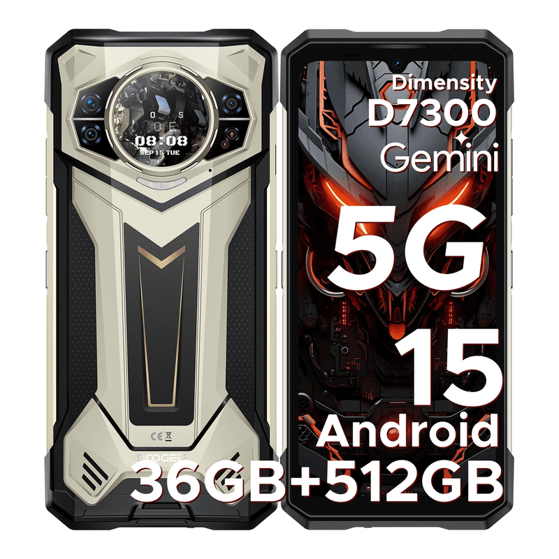 DOOGEE S200 Plus Robuuste Smartphone 5G, Dimensity 7300, (16 GB + 20 GB) + 512 GB met 1,32" Dynamisch Achterscherm Android 15 Robuuste Telefoon, 10100 mAh, 100 MP + 20 MP Nachtzichtcamera, 6,72", 120 Hz, NFC, Gemini AI Dual SIM — afbeelding 1