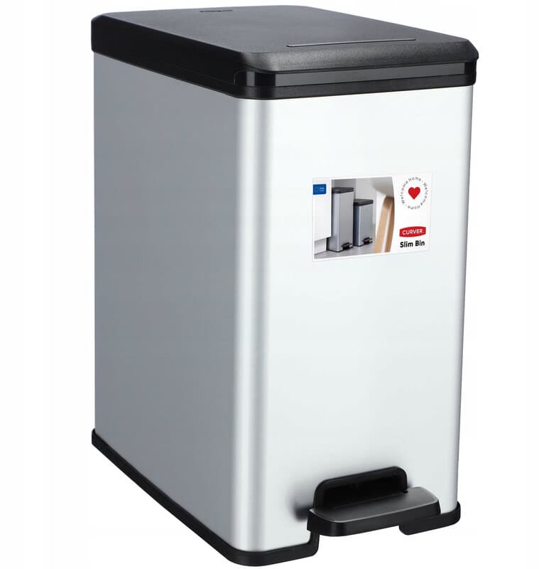 Curver Decobin slanke afvalemmer - 25 liter - metallic - premium opbergoplossing, duurzaam kunststof, moderne huisorganisatie — afbeelding 1
