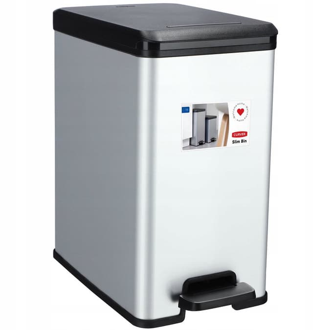 Curver Decobin slanke afvalemmer - 25 liter - metallic - premium opbergoplossing, duurzaam kunststof, moderne huisorganisatie