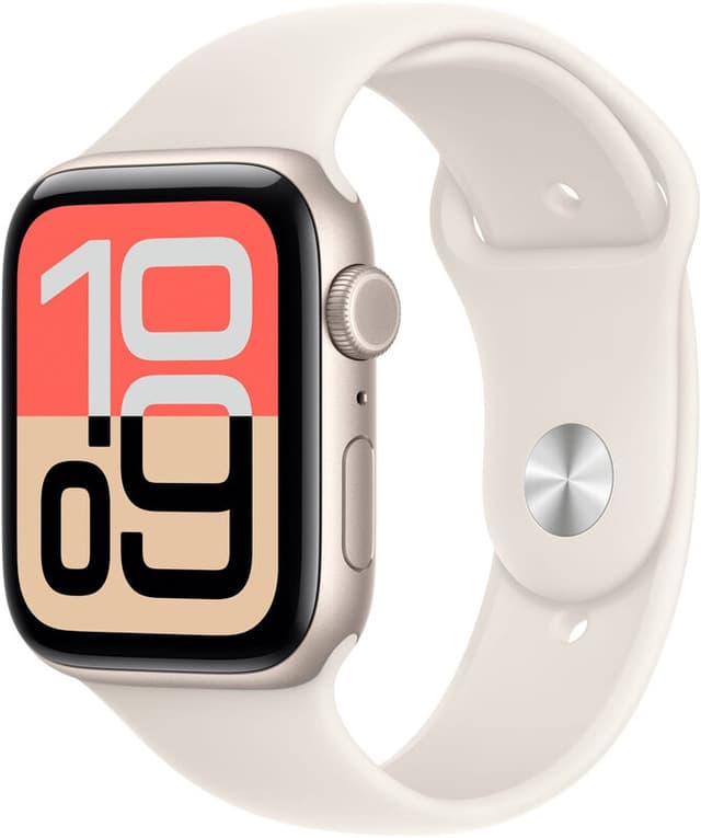 Apple Watch SE 3 GPS + Cellular 44 mm sterrenlicht aluminium kast met sterrenlicht sportband - S/M