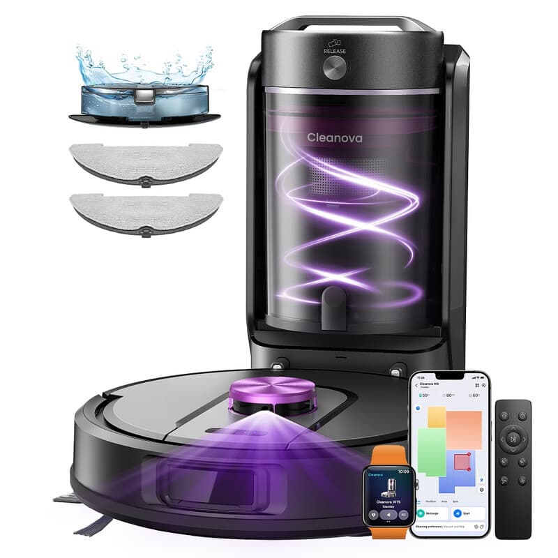 Vactidy W15 robotstofzuiger en -dweil met innovatief zakloos automatisch ledigingsstation, milieuvriendelijk, zuinig met verbruiksartikelen, LiDAR-navigatie, zuigkracht van 10.000 Pa, 5 kaarten, gebruiksduur van 180 minuten, geschikt voor tapijt en harde — afbeelding 1