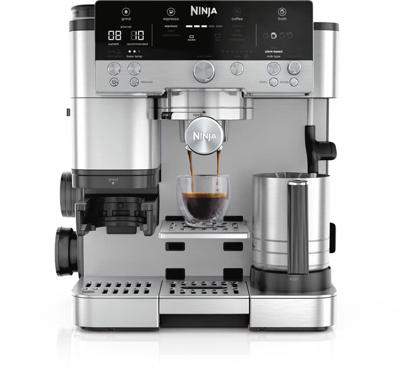 Ninja ES601EU Luxury Premier 3-in-1 Koffiemachine – Latte, Cappuccino, Cold Brew & Espresso – Ingebouwde Bonen Maler & Melkopschuimer – 4 Automatische Opschuimprogramma's – Zilver — afbeelding 1