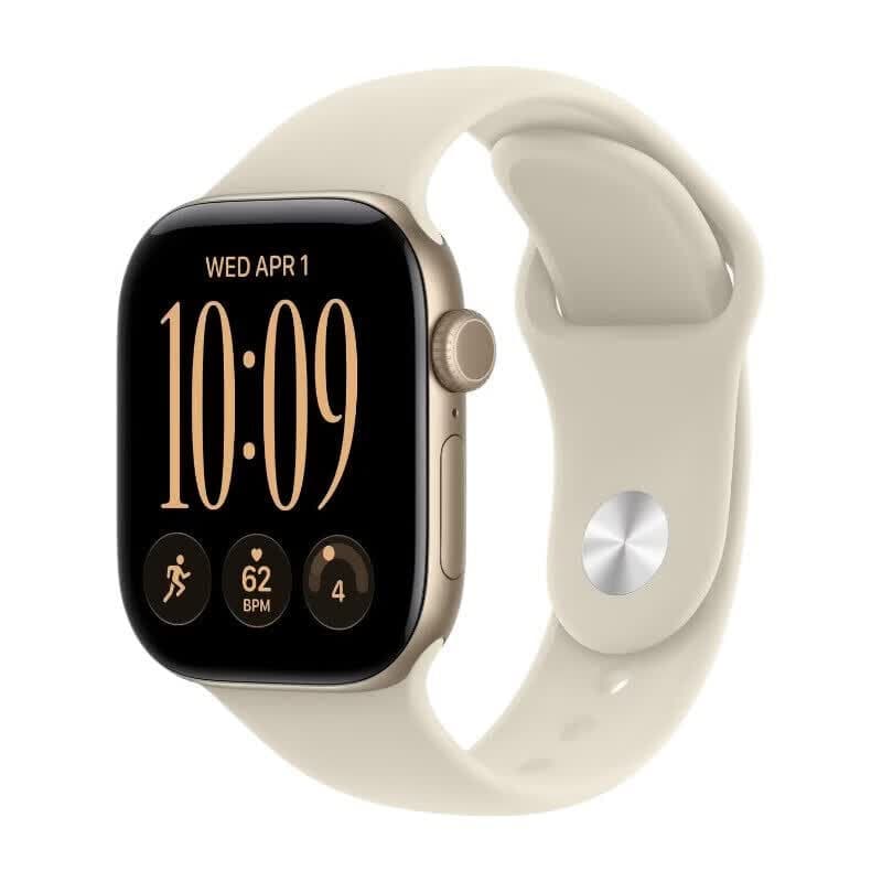 Apple Watch Series 12 GPS + Cellular 42 mm Lichtgouden Aluminium Kast met Zand Sportband - S/M — afbeelding 1