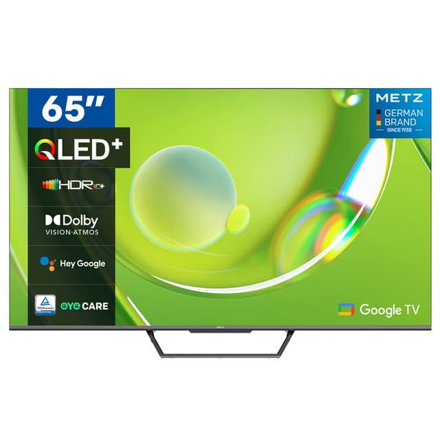 METZ Smart TV, MQD7500Z, 65", QLED, 4K UHD, HDR 10, Google TV, HDMI en USB, Slim, Modern, Zwart