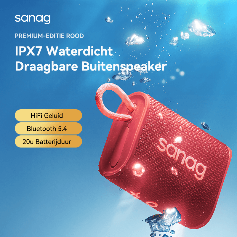 Sanag M13SIIProMax Fabric Strong Bass RGB IPX7 Waterproof Portable Bluetooth Wireless Speaker Weaving Fabric HIFI Outdoor Speaker S-M13SIIProMax-PT-Speaker-Red — afbeelding 1