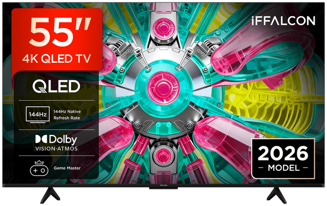 iFFALCON 55U75A 55" 4K QLED, HDR, Google TV, Dolby Vision, HDR10+&Atmos, 144Hz VRR, FreeSync Premium, Game Master, Spraakbediening, Google Assistent, Google Cast, AirPlay 2