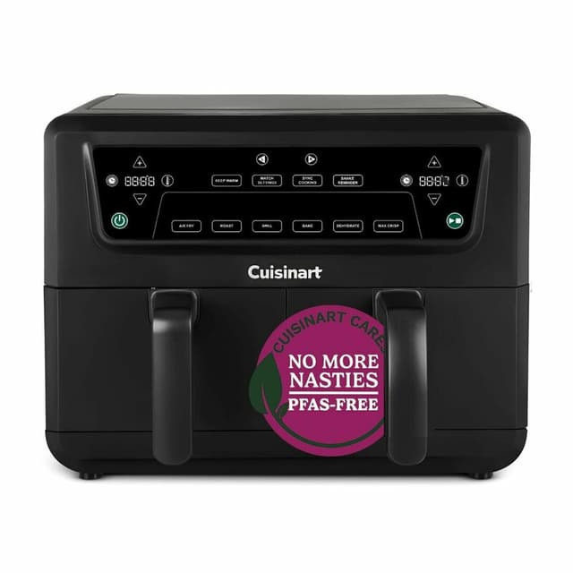 Cuisinart AFD10XBLE heteluchtfriteuse met dubbele bakmand, 10,4 L, zwart, met zichtvenster