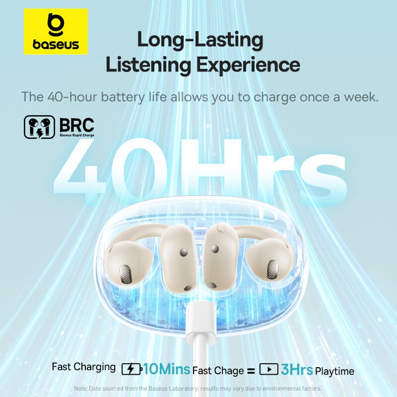 Baseus Bowie Series MC1 OL Open Echte Draadloze Bluetooth Oortelefoons Starlight Wit — afbeelding 1