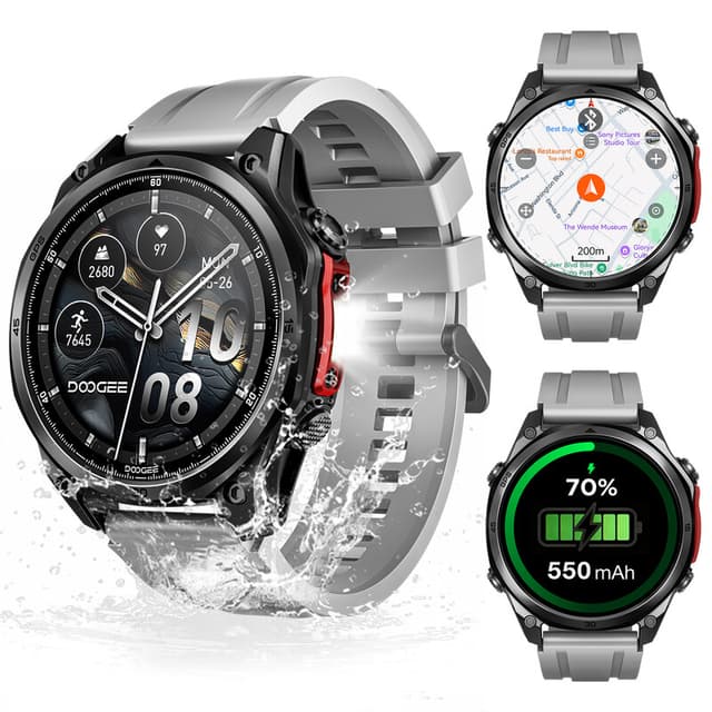 DOOGEE ANYWISE W1 Pro GPS smartwatch, 1,43" AMOLED, L1+L5, offline kaarten, 178 sportmodi, 5 ATM, zwart