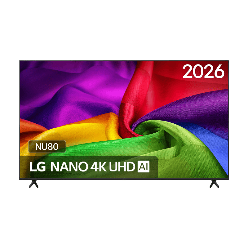 LG 75NU800B6LA 75 inch NANO 4K UHD Smart TV, Alpha 7 AI Processor 4K Gen9, HDR10, HLG, webOS 26, AI Sound Pro, Wi-Fi, Bluetooth, Zwart — afbeelding 1